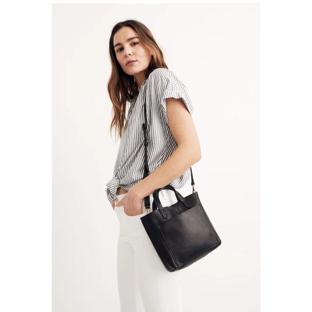 Madewell Small Transport Top Handle Crossbody Bag Black Leather Missing Strap